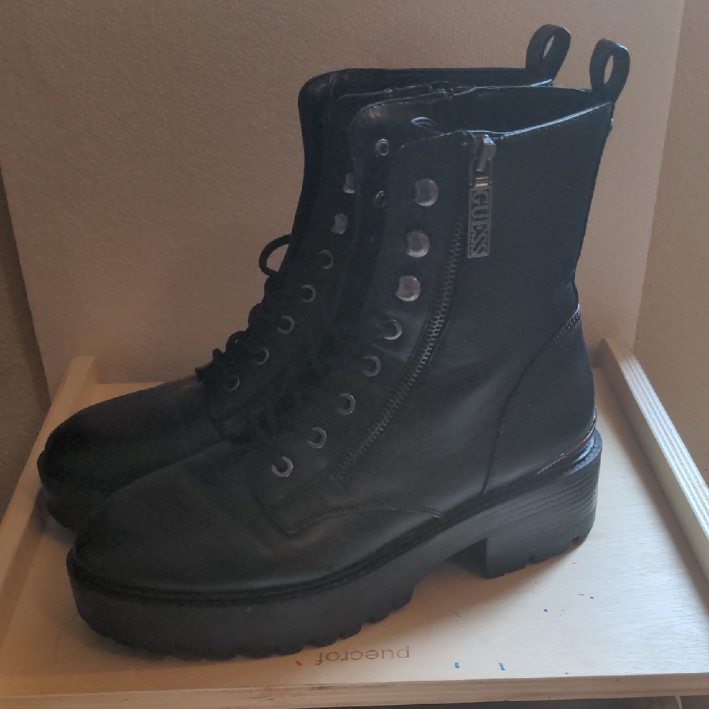Guess Black Moto Combat Boots